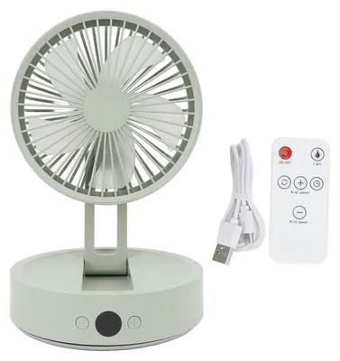 Image de Ventilateur de bureau pliable, 3 vitesses, écran numérique, télécommande USB rechargeable, bureau oscillant avec veilleuse pour
