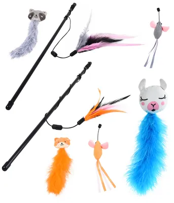 Produktbild von Dehner Premium Lovely Katzenspielzeug Set mit Spielangel, 7-teilig