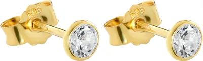 Produktbild von 2x Single Ohrstecker Echt Gold 585er 4,0mm Cubic Zirkon Damen Herren Kinder 1748
