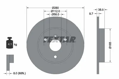 Produktbild von 2 Textar Bremsscheiben 280mm vorne für Smart Fortwo Coupe