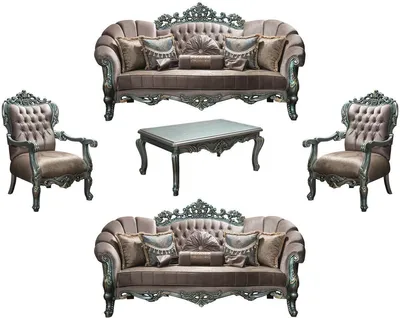 Immagine prodotto di Casa Padrino set da salotto barocco grigio / verde / oro - 2 divani & 2 poltrone & 1 tavolino - Mobili da salotto in stile barocco - Nobile e sontuoso