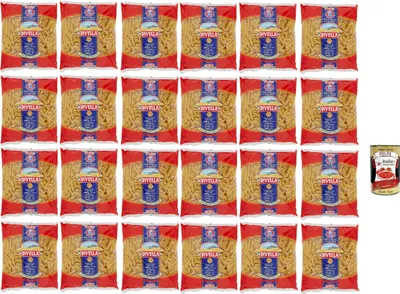 Produktbild von Divella Pasta 100% Italienisch Penne Mezzani Rigate 23, Nudeln aus Hartweizengrieß, Kochen 9 Minuten 24x 500g + Italian Gourmet polpa 400g