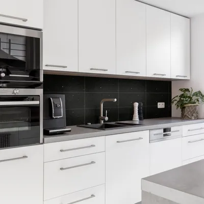 Produktbild von Dedeco Küchenrückwand Motiv: Fliesen V4, 3mm Aluminium Alu-Platten als Spritzschutz Küchenwand Verbundplatte wasserfest, inkl. UV-Lack matt, alle Untergründe, 260 x 60 cm