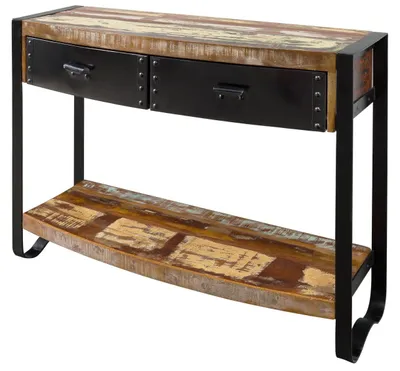 Produktbild von MASSIVMOEBEL24.DE Konsolentisch Altholz 105x35x80 mehrfarbig lackiert INDUSTRIAL #08