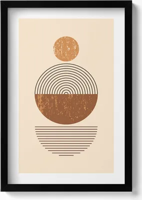 Produktbild von Geometrische Kunst im Boho-Stil– Wandbild mit Rahmen – Gerahmtes Bild  – Wanddekoration – 40x60 cm –  Schwarz