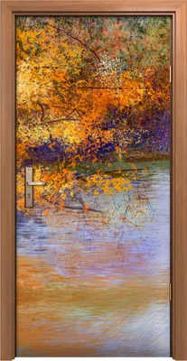 Produktbild von Türposter 90x200 cm Türaufkleber Türtapete Türfolie Klebefolie Malerei Landschaft bunte Herbst Bäume