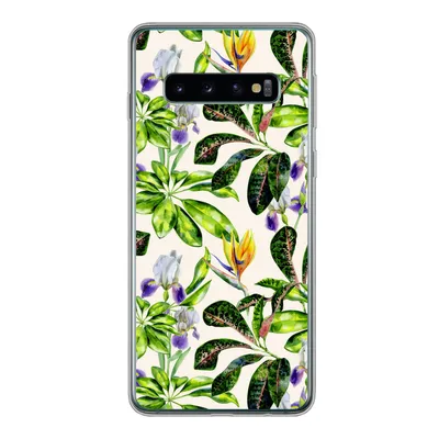 Produktbild von MuchoWow® Handyhülle Schutzhülle Hülle für Samsung Galaxy S10 Blätter - Strelitzia - Blüte Silikon Softcase Handy Hülle - Handytasche