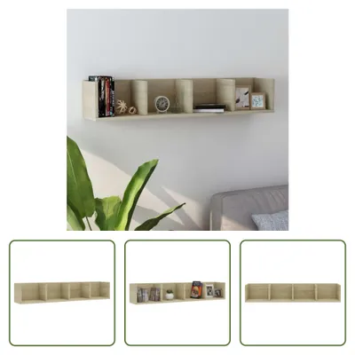 Immagine prodotto di The Living Store Scaffale da parete per CD Rovere Sonoma 100x18x18 cm Materiale in legno