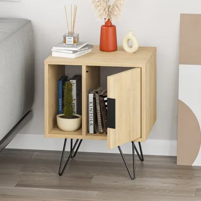 Produktbild von Decortie Glynn Modern Nachttisch Eiche, Schlafzimmermöbel, 50,2 x 44,6 x 58 cm