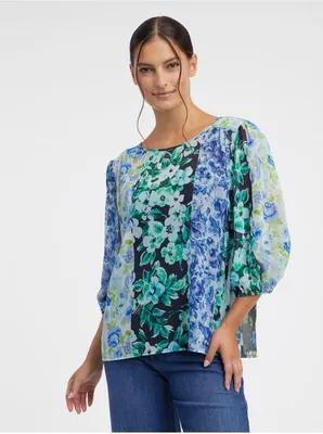 Produktbild von Orsay Blaue Damenbluse mit Blumenmuster 650263575000__36