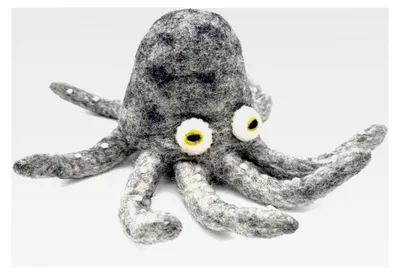 Produktbild von Eierwärmer Oktopus, grau, Filz, Handarbeit, 9cm x 8,5cm x 9cm