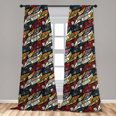 Produktbild von Abakuhaus, Fenstervorhänge, Kreise Chevrons Linien, 2-Panel-Set, 150 x 225 cm
