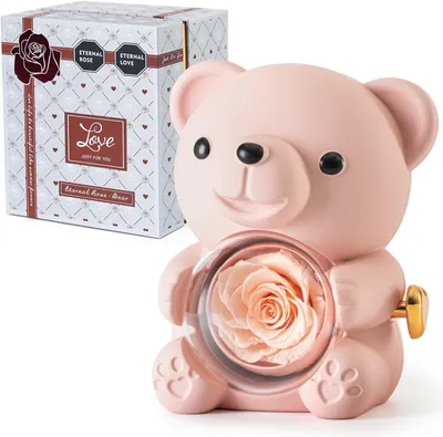 Obrázok produktu pre Medvedík s ružou, srdcový náhrdelník, darčeková krabička, pre Valentína