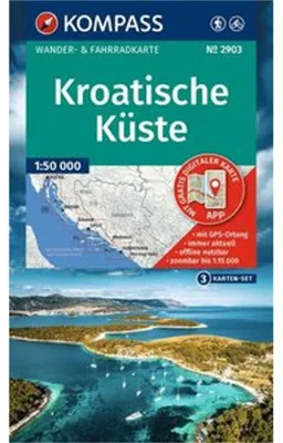 Obrázok produktu pre Sada turistických máp KOMPASS 2903 Chorvátske pobrežie s ostrovmi (3 mapy) 1:95 000