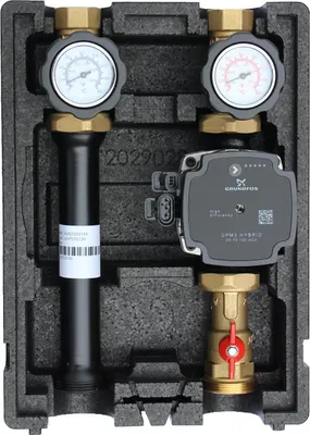 Produktbild von EcoMix Heizkreispumpengruppe direkt mit Kugelhahn und Grundfos UPM3 Hybrid 25/7 Hocheffizienzpumpe
