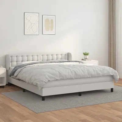 Produktbild von The Living Store Boxspringbett mit Matratze Weiß 180x200 cm Kunstleder