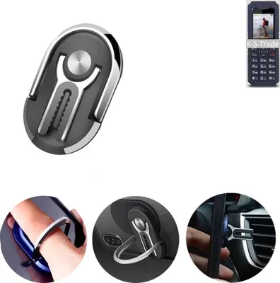 Produktbild von K-S-Trade 3in1 Smartphone-Ring Handy-Ring kompatibel mit bea-fon AL250 Fingerhalterung  Handyring Tischständer Lüftungsgitter-Halterung Tisch