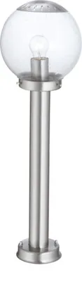 Productafbeelding van Globo Lighting buitenlamp, roestvrij staal, helder glas, IP44, diameter: 200mm, hoogte: 1100mm, exclusief 1x E27 60W 230V lamp