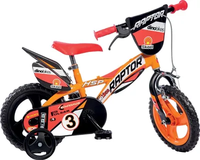 Produktbild von Dinobikes 612L Kinderrad mit Stützrädern Jungen Kinderfahrrad Jungenfahrrad – 12 Zoll | Original | Kinderrad mit Stützrädern - Das Fahrrad als Geschenk für Jungen - Orange/ Schwarz