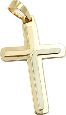 Produktbild von Anhänger 30x19mm Kreuz tricolor matt-glänzend 14Kt GOLD tricolor 30x19mm