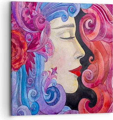 Produktbild von Bild auf Leinwand - Leinwandbild - Frau Abstraktion - 70x70cm - Wand Bild - Wanddeko - Wandbilder - Leinwanddruck - Bilder - Kunstdruck - Wanddekoration - Leinwand bilder - Wandkunst - AC70x70-4005