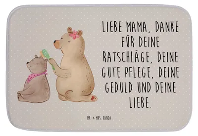 Produktbild von Mr. & Mrs. Panda Badteppich Bär Kind - Grau Pastell - Geschenk, Mutter, Badvorleger, duschmatte, Badezimmer Matte, Bruder, Badematte, Familie, Badezimmerteppich, Mama