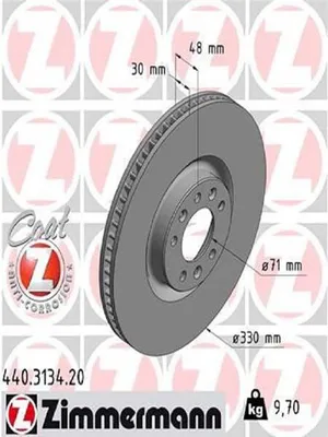 Produktbild von 2x ZIMMERMANN Bremsscheibe 440.3134.20 passend für PEUGEOT 308 SW II 308 II 47mm