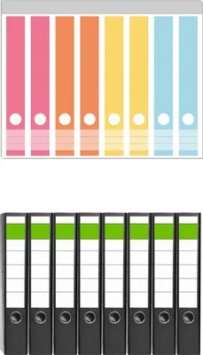 Produktbild von Wallario 8 Stück schmale Ordner inkl. Klebeetiketten mit Motive Regenbogen in Pastelltönen -  Set mit Rückenschildern / Ordnerrücken Stickern