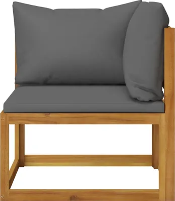 Immagine prodotto di set di divani a 2 pezzi con cuscini grigio scuro in legno massiccio di acacia