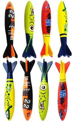 Produktbild von Tauchspielzeug Tauchraketten - 8 Stück - 13 cm - Bunte Farben - Für Kinder ab 5 Jahren