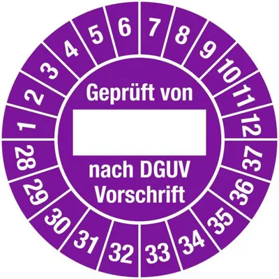 Produktbild von Dreifke® Prüfplakette  von ___ nach DGUV Vorschrift, 2028-2037, Dokume...