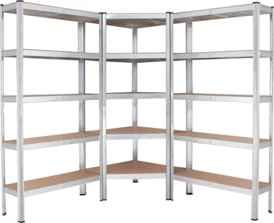 Produktbild von Regalsystem 3-teilig - 1x Eckregal 180x75x75x30x30 cm & 2x Lagerregal 180x90x30 cm 2625 kg