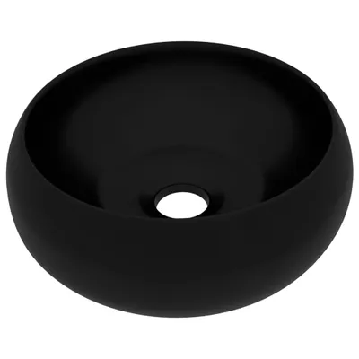 Image de vidaXL Lavabo de luxe Rond Mat Noir 40x15 cm Céramique
