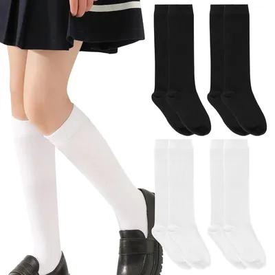 Obrázok produktu pre WiseJoy – 4 páry vysokých ponožiek pre dievčatá alebo chlapcov, vhodné na školskú uniformu, kolienkové ponožky