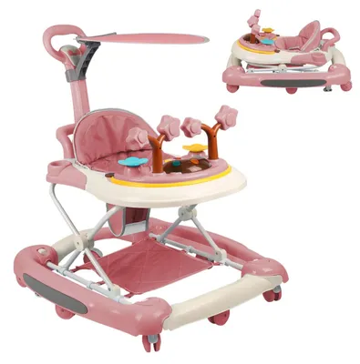 Produktbild von Baby Walker Lauflernhilfe - Aktivitätscenter - Höhenverstellbar - Spielbogen - 4 Räder - Ab 6 Monaten 1–2 Jahre - Rosa