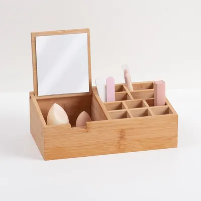 Image de 5five Simply Smart Organiseur cosmétique en bambou marron 8x24x14cm Décoration salle de bain