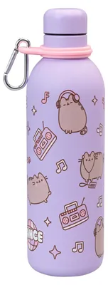 Productafbeelding van Pusheen, geïsoleerde drinkfles van 500 ml, roestvrij staal, met karabijnhaak, collectie "Moments", paars