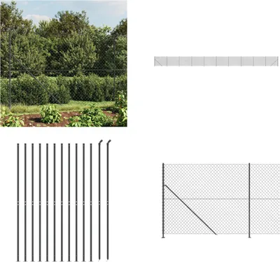 Image de vidaXL Clôture grillagée avec bride au sol Anthracite 1,4x25 m - Clôture grillagée - Grillage - Clôture de jardin