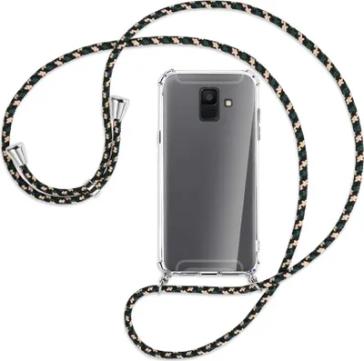 Produktbild von Handykette Backcover-Schutzhülle mit Band (Metall silberfarben) für Samsung Galaxy A6 2018 - camouflage