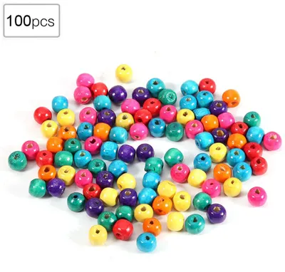 Produktbild von Bunte runde Holzperlen zum Selbermachen, Basteln, Schmuckherstellung, 8 mm
