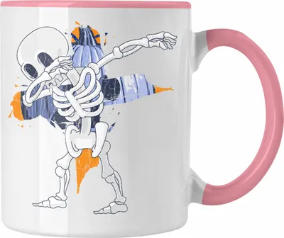 Produktbild von Trendation - Halloween Tasse Kürbis Dekoration Becher Dabbing Skelet (Rosa)