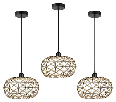 Immagine prodotto di Lampada a sospensione, design vintage, cavo regolabile, confezione da 3 pezzi, senza lampadina