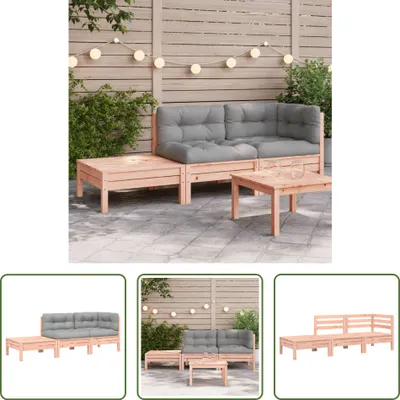 Produktbild von The Living Store Gartensofa mit Kissen und Fußhocker Massivholz Douglasie