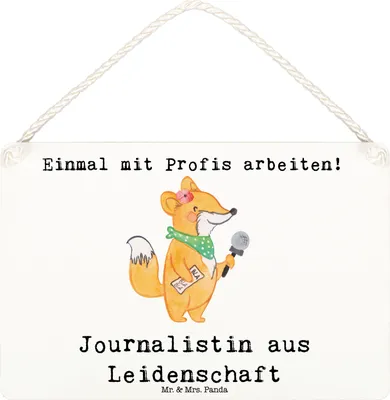 Produktbild von Mr. & Mrs. Panda hängeschild Journalistin Leidenschaft DIN A6 - Weiß - Geschenk, Holzschild, Redakteurin, Studium, Türschild, Spruch, Ausbildung, kleine aufmerksamkeit