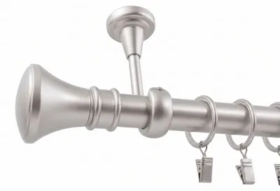 Produktbild von 1-läufig 280 cm Silber Satin Metall Gardinenstange Deckenmontage 25 mm Monaco mit Ringen