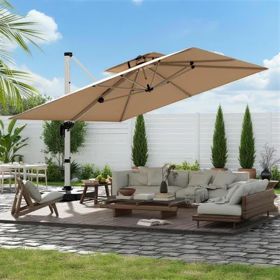Produktbild von Ampelschirm Rechteckig 300x400 cm Beige 360° drehbar UV50+ Windfest Wasserdicht Aluminium