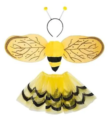 Productafbeelding van Verkleedset Bij - Kostuum Kinderen - Themafeest Carnaval - Compleet Accessoires - Eenheidsmaat - Geel