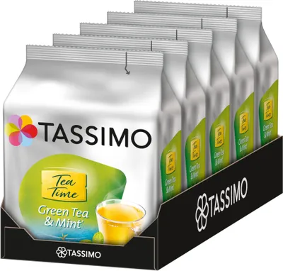 Produktbild von TASSIMO Kapseln Tea Time Grüner Tee mit Minze 5 x 16 Getränke Teekapseln T-Discs