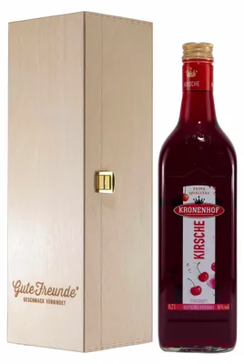 Produktbild von Kronenhof Kirsch Likör mit Geschenk-Holzkiste