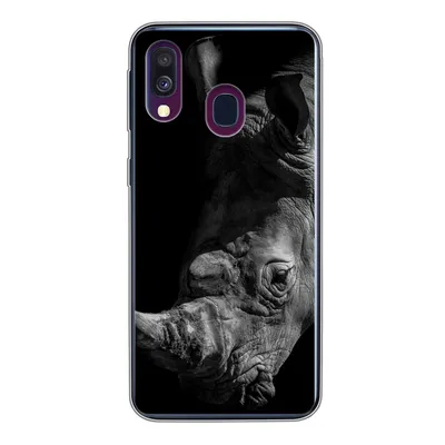 Produktbild von MuchoWow® Handyhülle Schutzhülle Hülle für Samsung Galaxy A40 Nashorn - Wildtier - Porträt Silikon Softcase Handy Hülle - Handy-Tasche